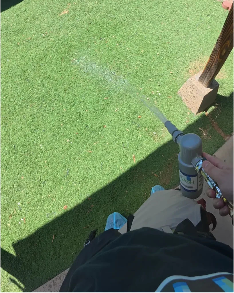 Turf deodorizer and sanitizer service in San Diego backyard